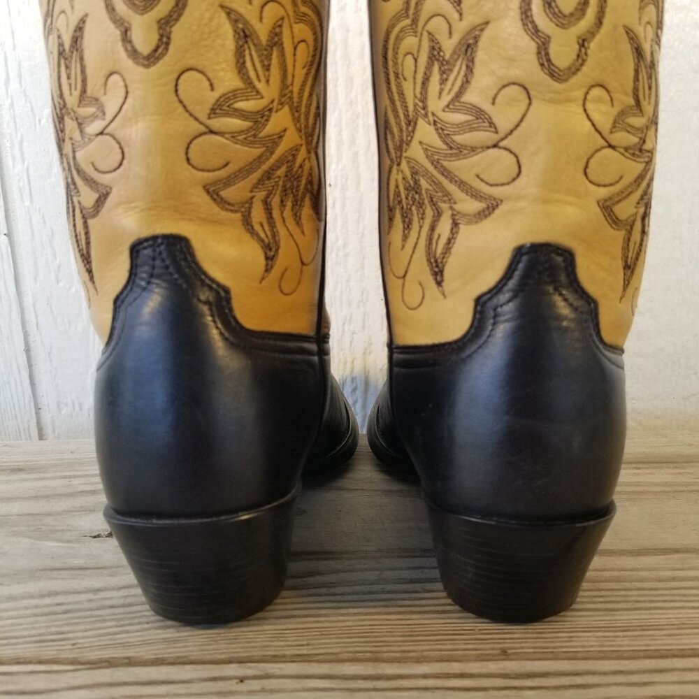 Ariat Heritage Womens Black Deertan Bone Cream Leather Boot 8 B 15781 - Picture 5 of 13